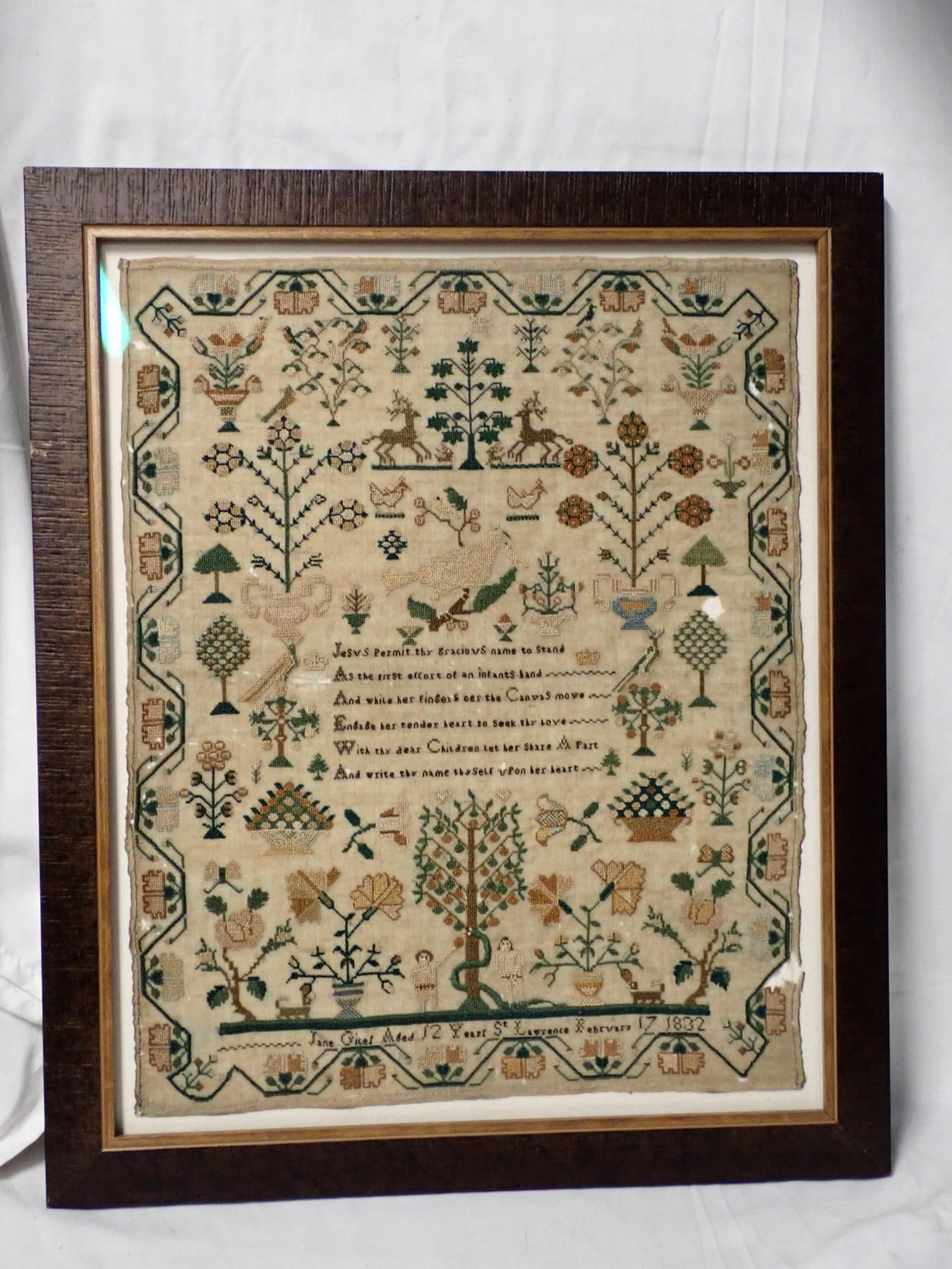 1832 Jane Giles Sampler - 2