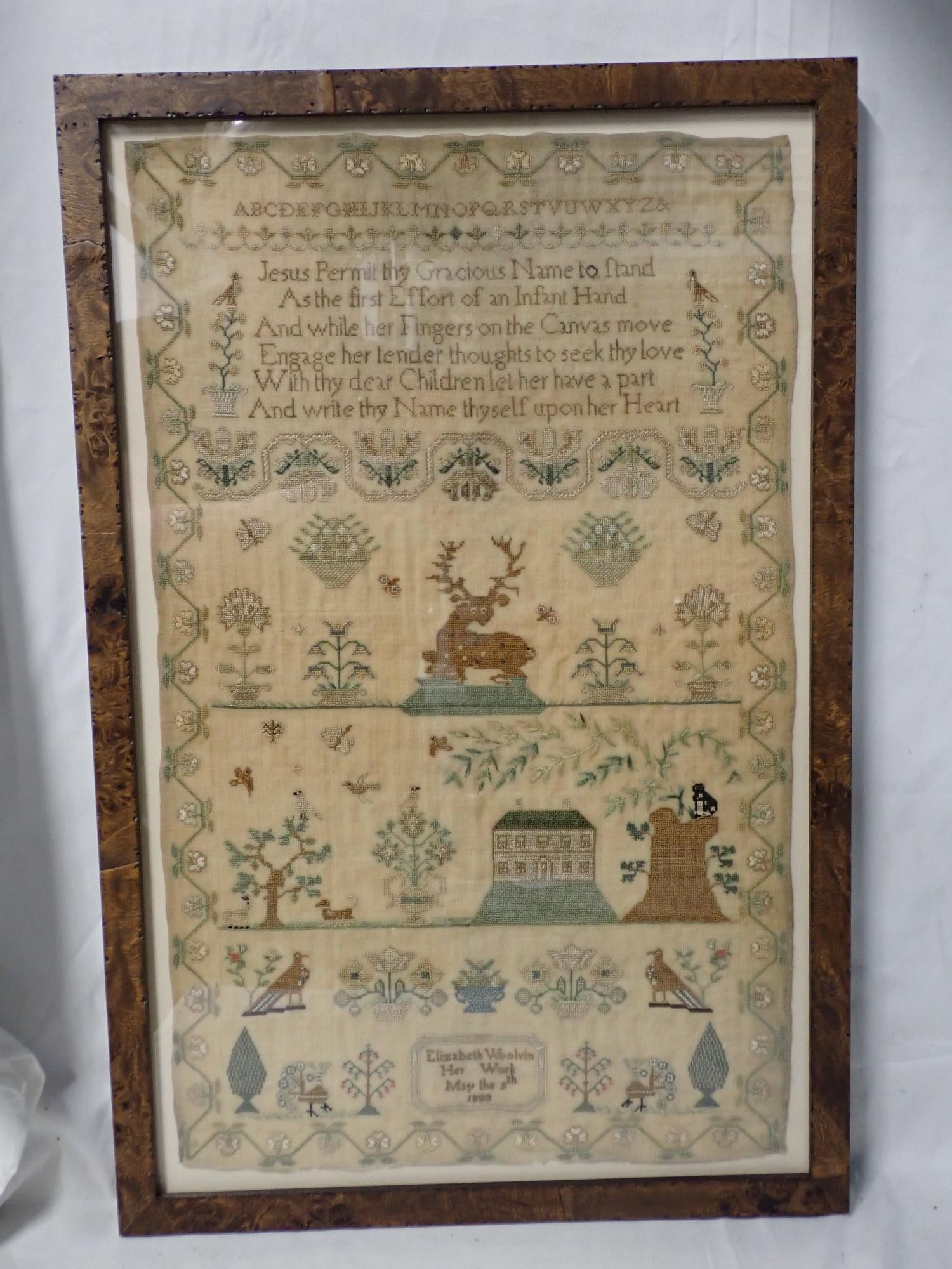 1823 Elizabeth Woolvin Sampler - 2