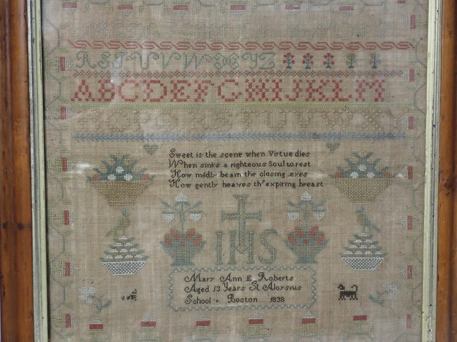 1838 Mary Ann E. Roberts Sampler - 2