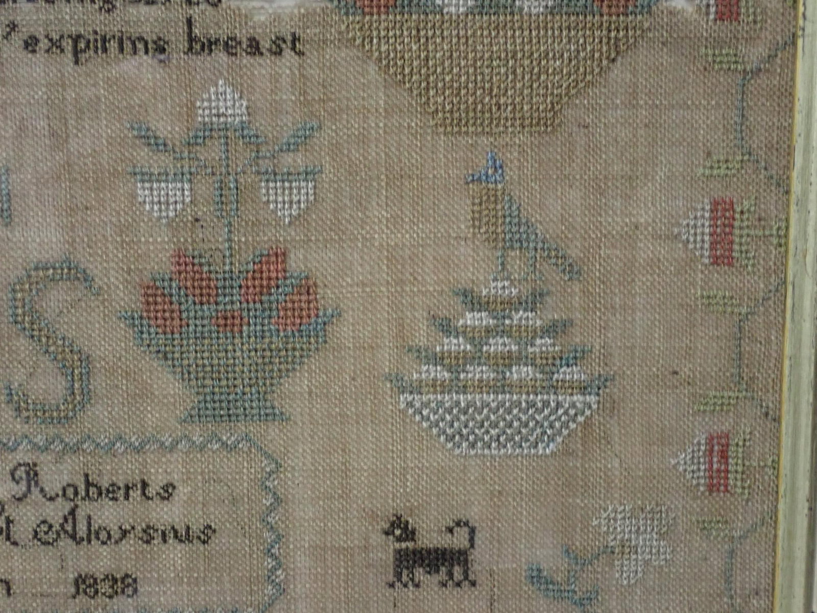 1838 Mary Ann E. Roberts Sampler - 5