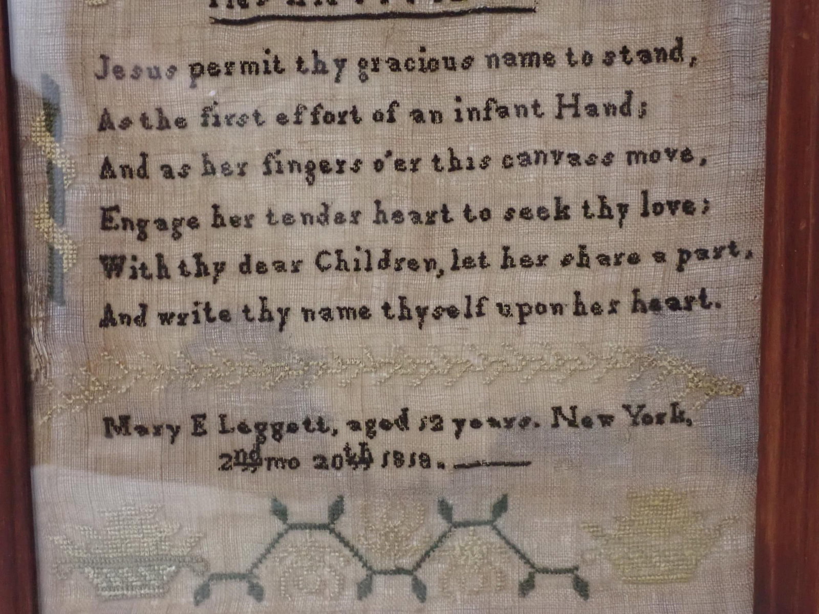 1818 Mary E. Leggett Sampler - 3