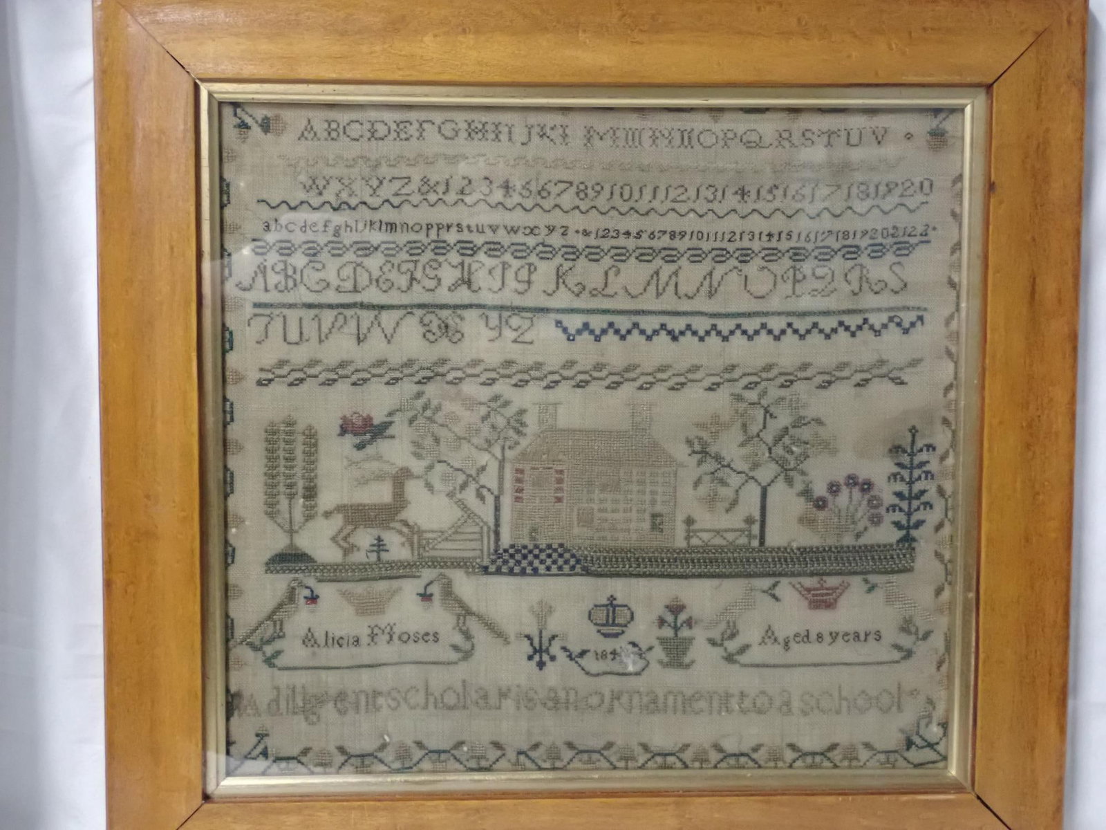 Mid 19th C Alicia Moses Sampler - 2