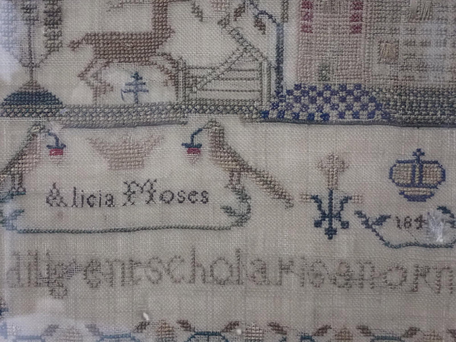 Mid 19th C Alicia Moses Sampler - 5