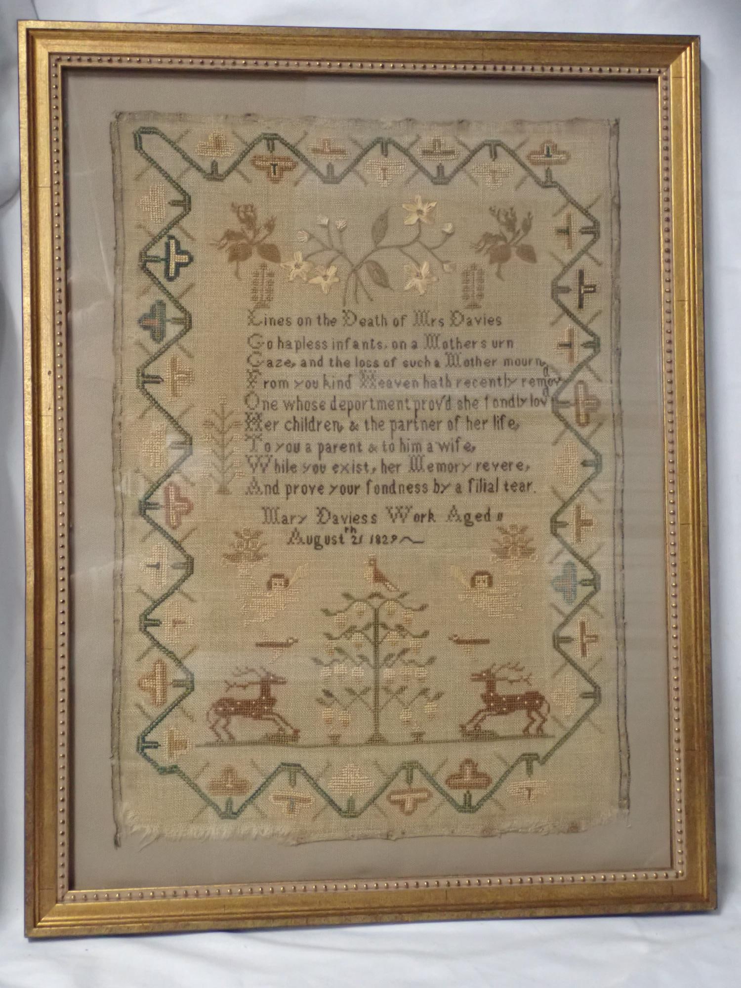 1829 Mary Davies Sampler - 2