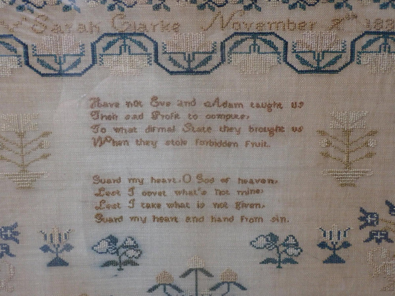 1831 Sarah Clarke Sampler - 3