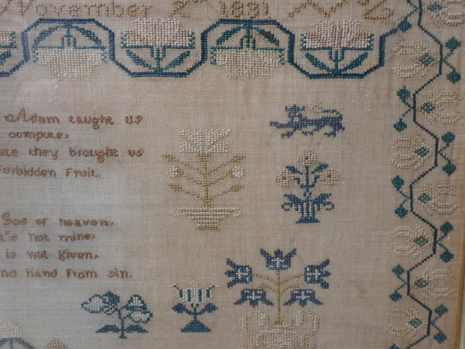 1831 Sarah Clarke Sampler - 8
