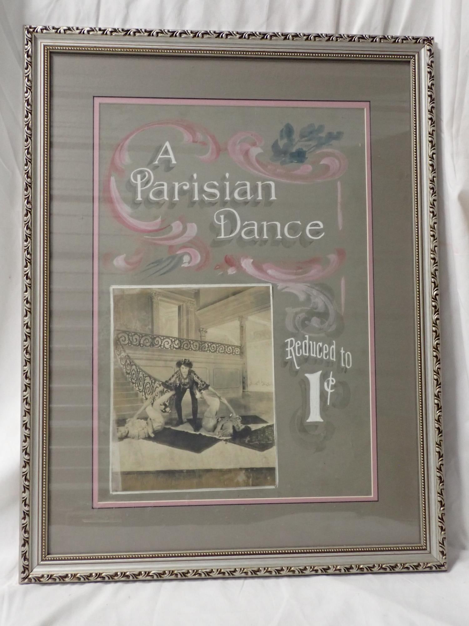 A Parisian Dance: Poster good condition. 2 fulls sets of cards good condition. Cards Not approved. Frame 26" x 20". Poster 19" x 13". The consigner states that these items were acquired from the estate of the Manager