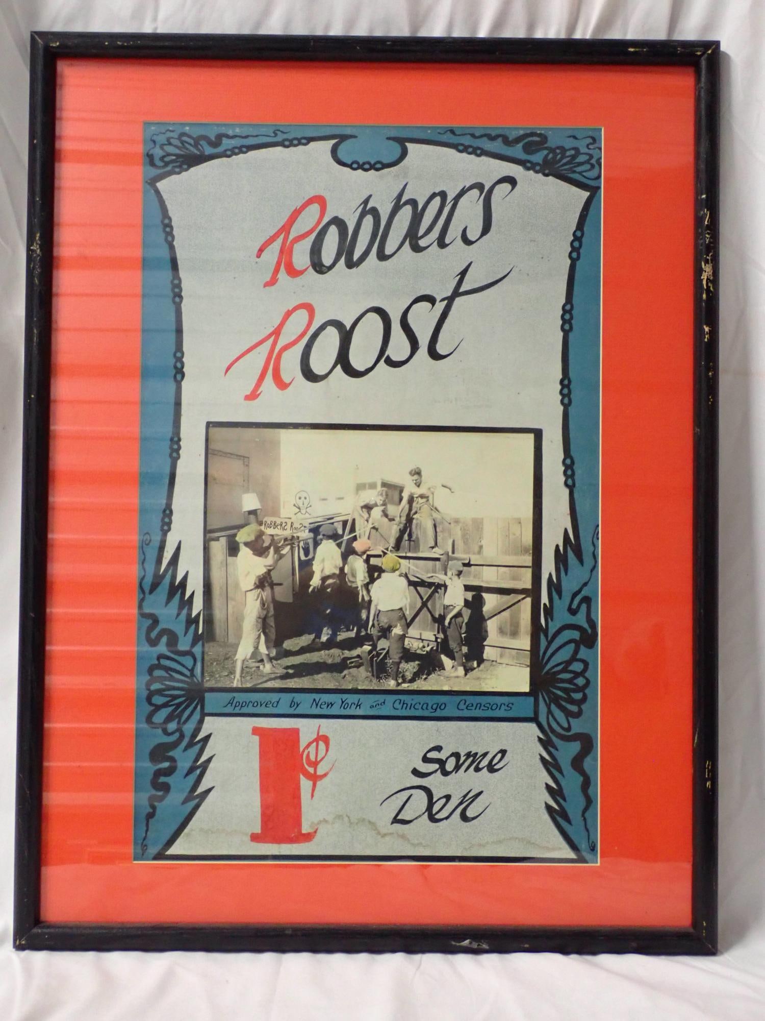 Robbers Roost: Frame 25" x 19". Poster 20" x 13". Poster in good condition. Full set of cards in good condition. The consigner states that these items were acquired from the estate of the Manager of White City