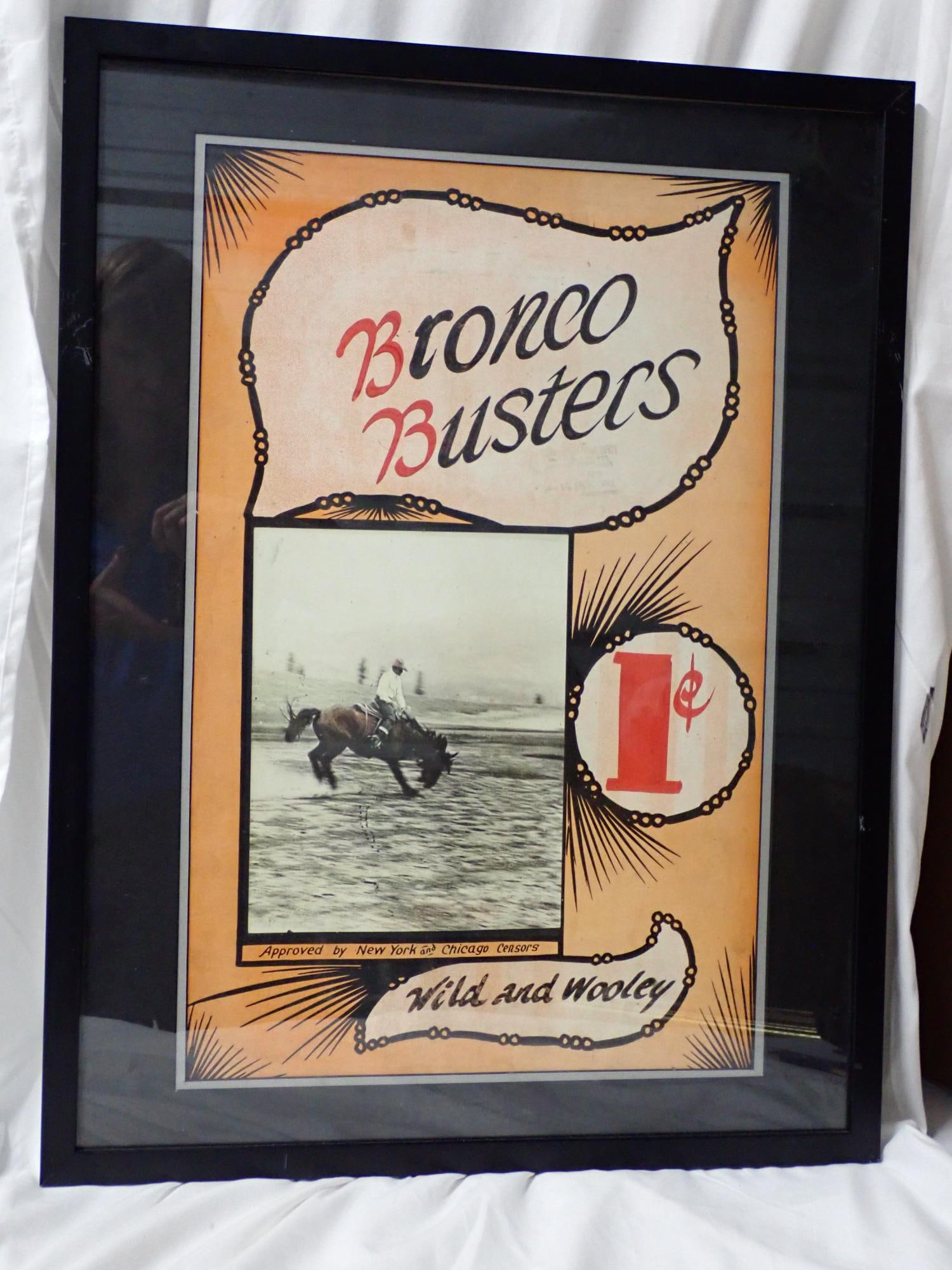Bronco Busters: Poster good condition. Full set of cards in good condition. Frame 25" x 19". Poster 20" x 13". The consigner states that these items were acquired from the estate of the Manager of White City