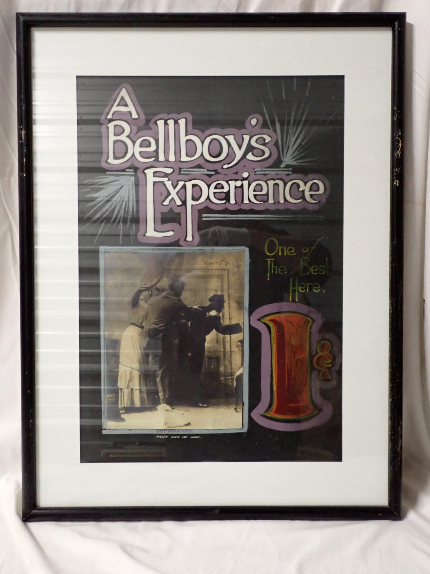 A Bellboy's Experience: Frame 25" x 19", Poster 19" x 13". Poster in good condition. Full set of cards in good condition. Not approved. The consigner states that these items were acquired from the estate of the Manager of