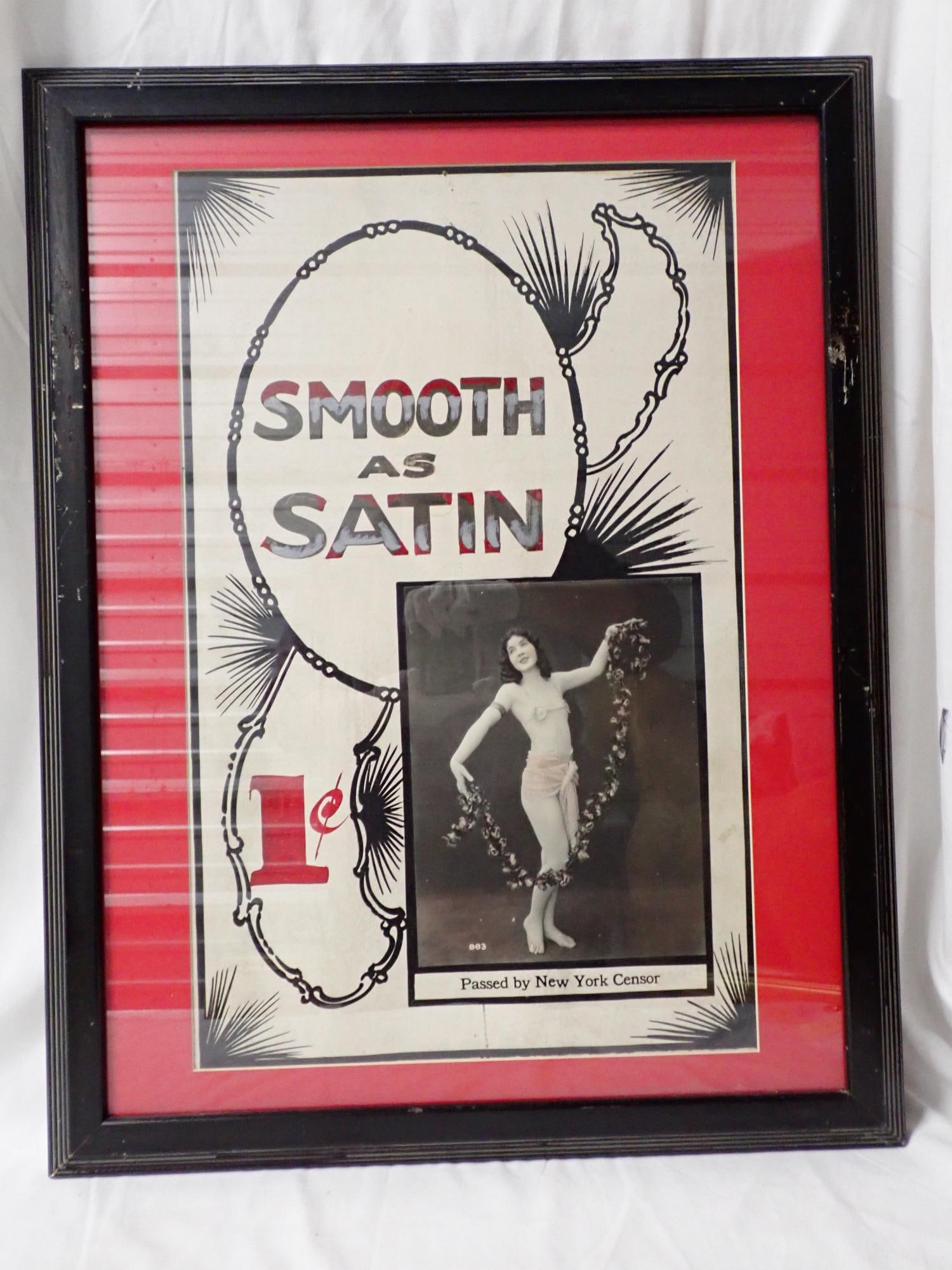 Smooth as Satin: Poster good condition. Full set of cards good condition. Frame 27" x 21". Poster 21 "x 13". The consigner states that these items were acquired from the estate of the Manager of White City Amusement