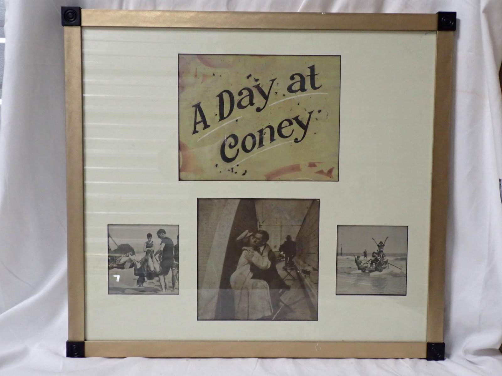 Coney Island: Poster and photos on poster Fair condition. 7 Cards good condition. Frame 19" x 20". The consigner states that these items were acquired from the estate of the Manager of White City Amusement Park