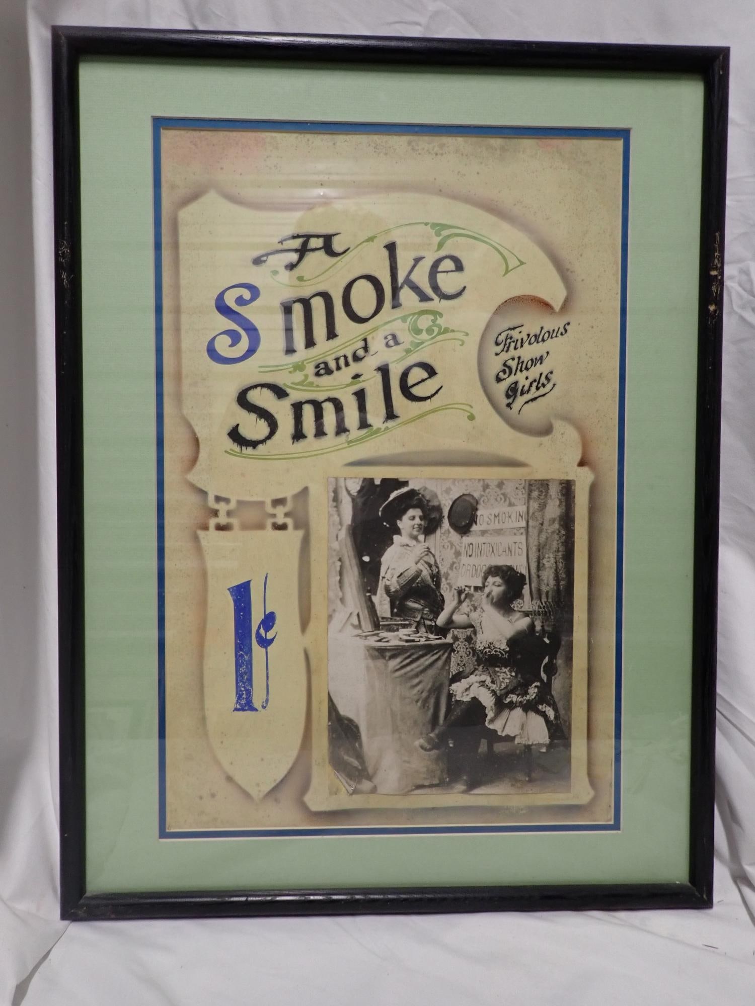 Quick Change Artist & Other Mutoscope Posters: The Quick Change Artist (has staining. frame 25" x 19", poster 20" x 13"), Evidence of Divorce (missing large section of left upper corner, staining, frame 25" x 19", poster 18" x 12"), Smoke and a