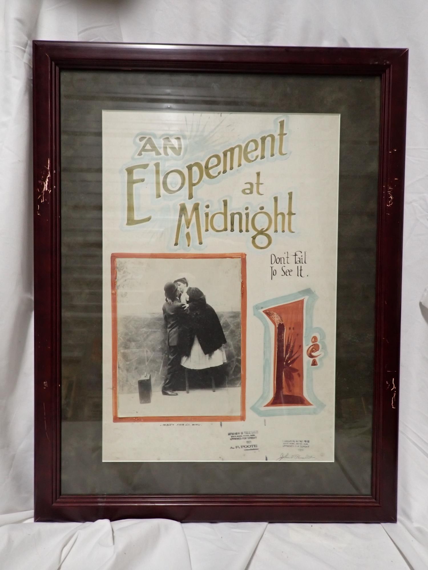 Elopement & Other Mutoscope Posters: You Never Can Tell (no glass, tear and staining, frame 26" x 20", poster 21" x 13"), Unicycle Juggling Act (good condition, frame 26" x 20", poster 20" x 13", The Beauty Doctor (some staining,
