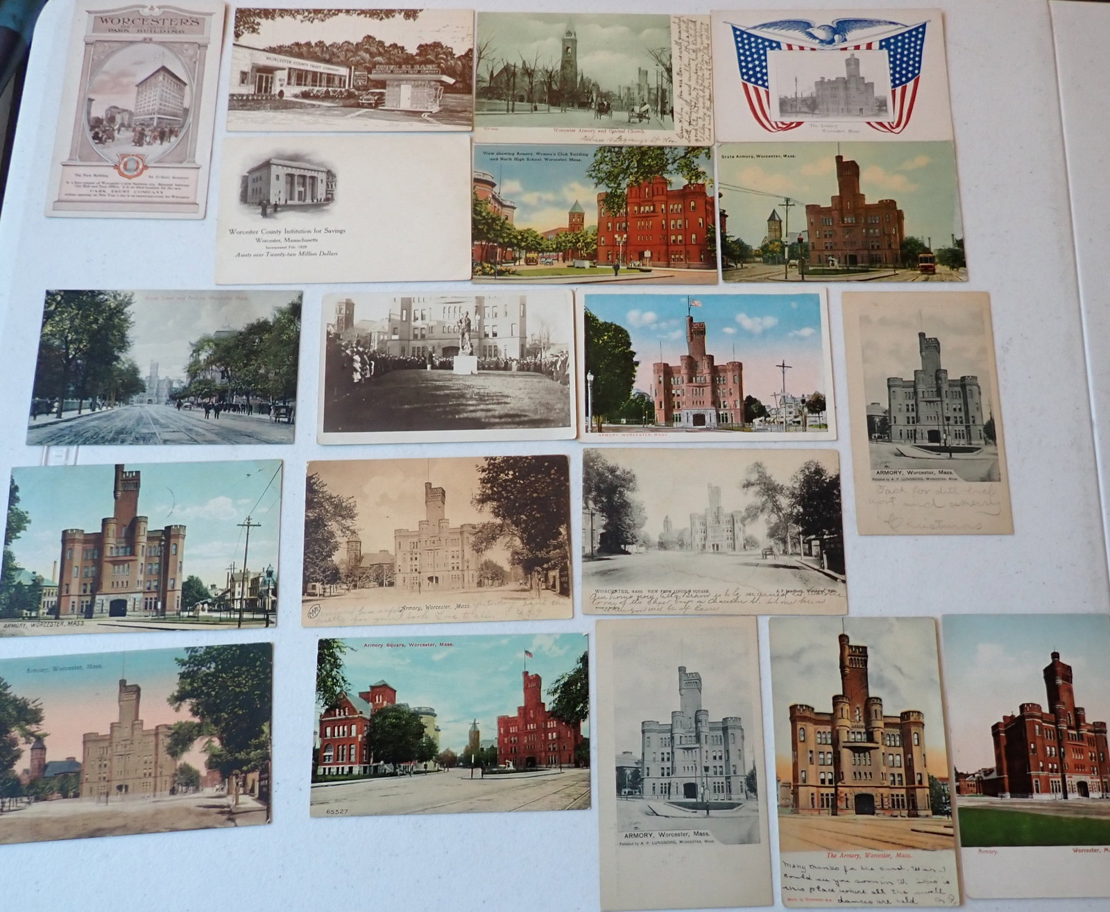 Worcester Postcards Armory, Museums, Camps, Churches, Hotels, Towers, etc. Over 400 cards (1 of 12)