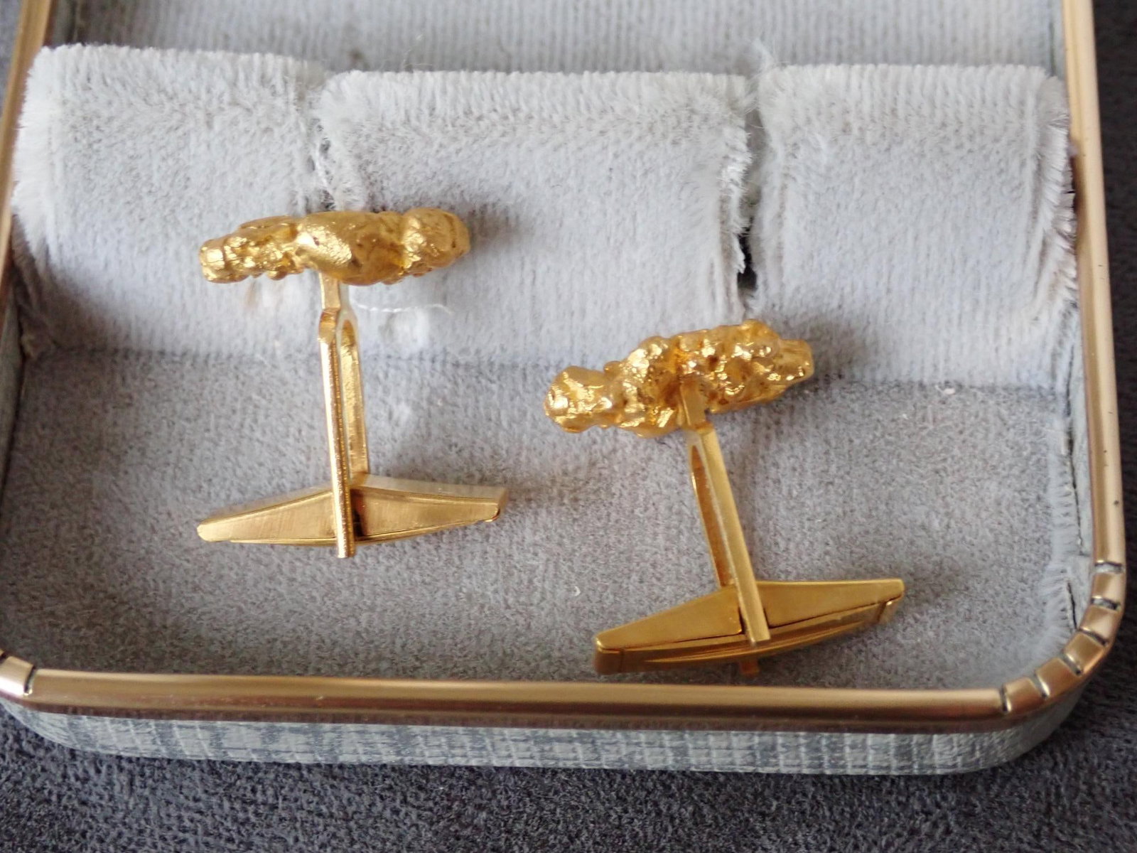 14K Nugget Cuff Links in Box - 2