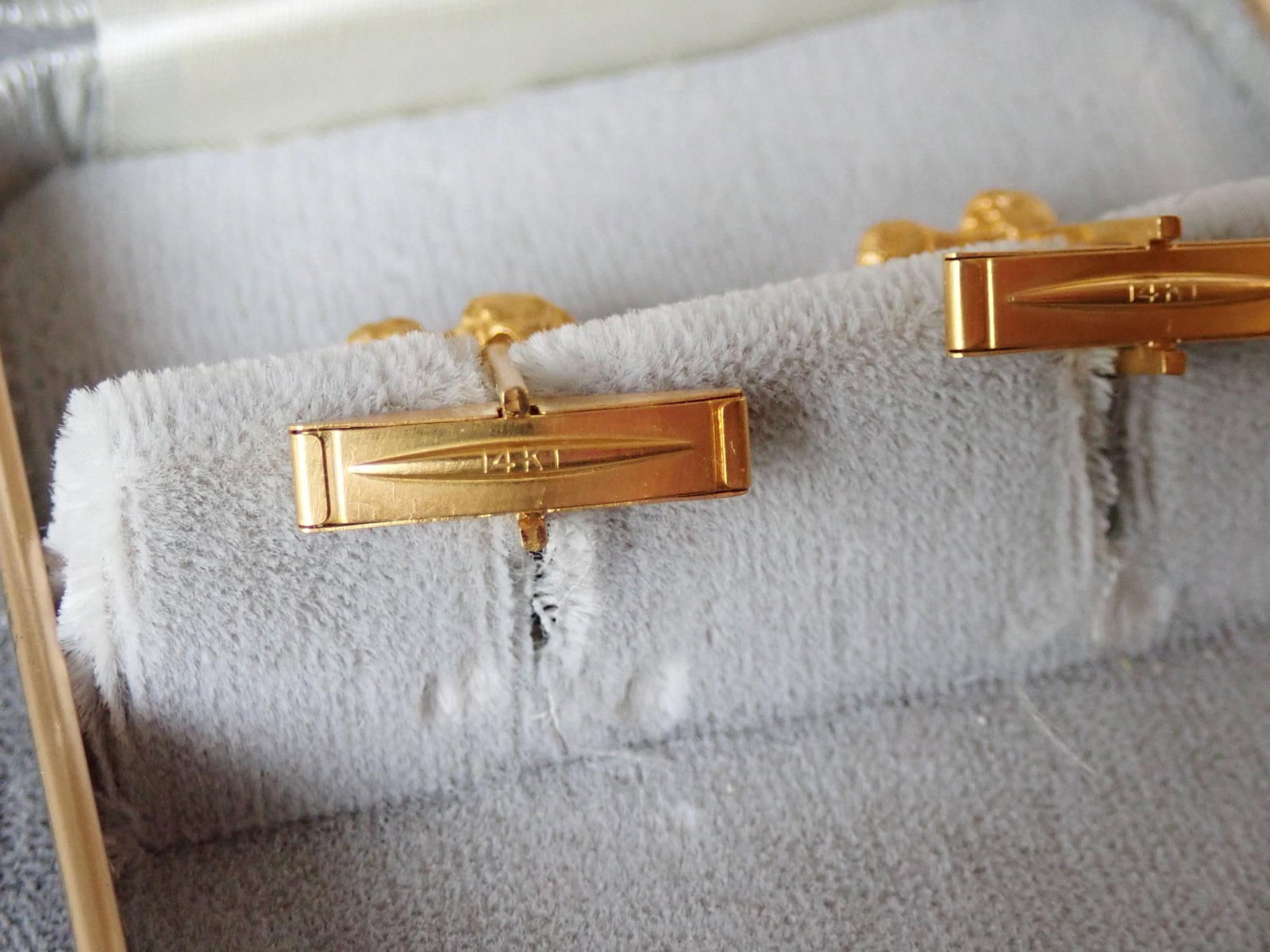 14K Nugget Cuff Links in Box - 3