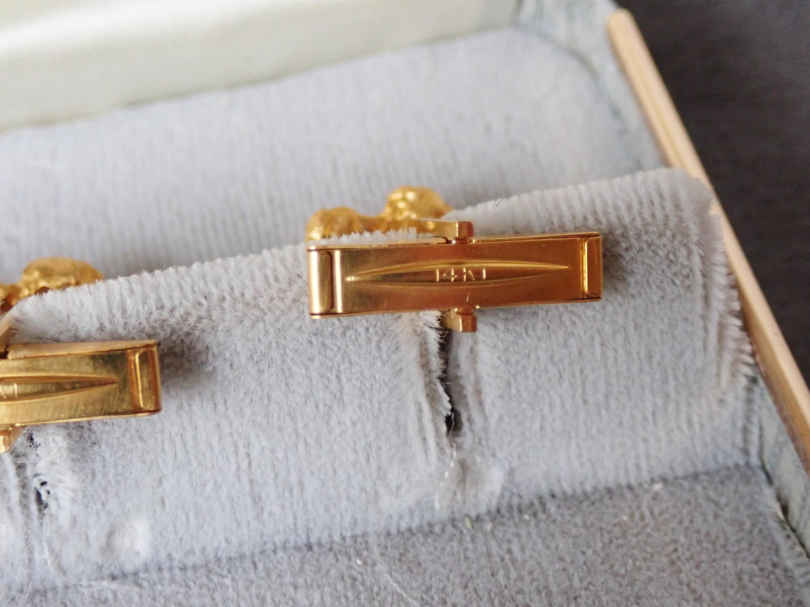 14K Nugget Cuff Links in Box - 4