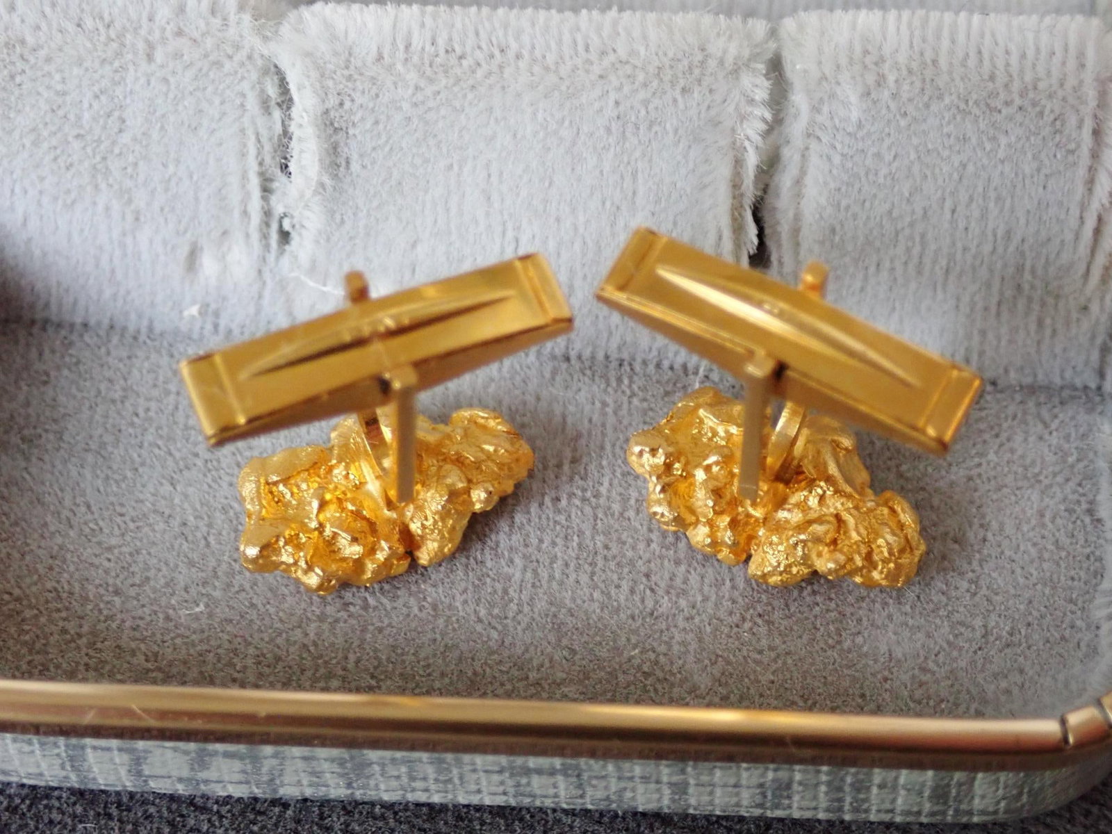 14K Nugget Cuff Links in Box - 6
