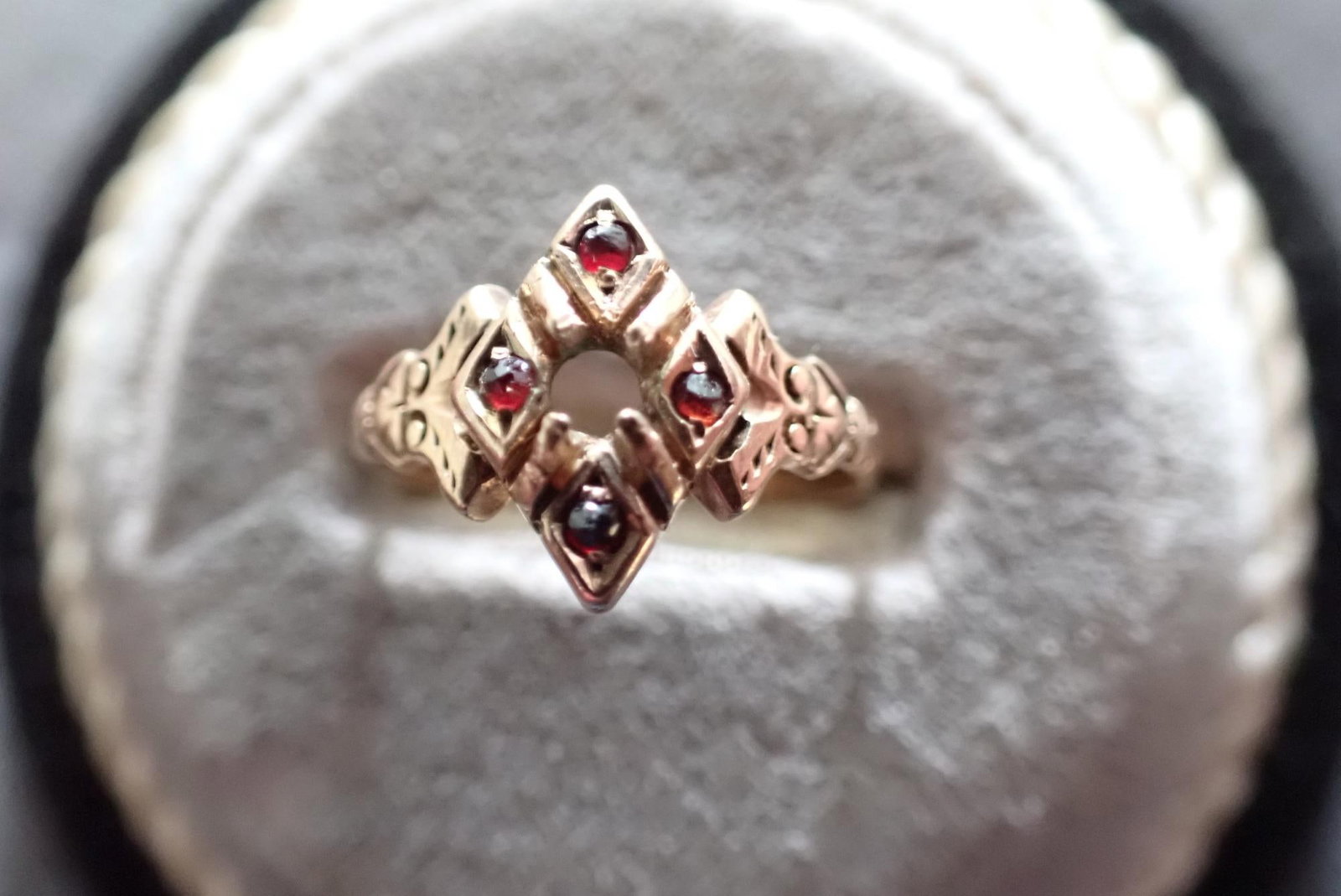 10K Gold and Garnet Ring: 2.4 Grams -size will be added