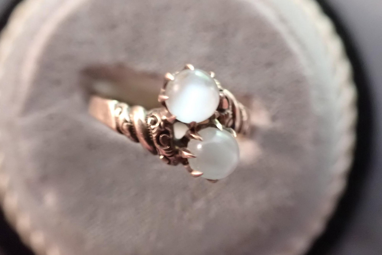 14K Gold Ring with Moonstones: 2.4 Grams - size will be added