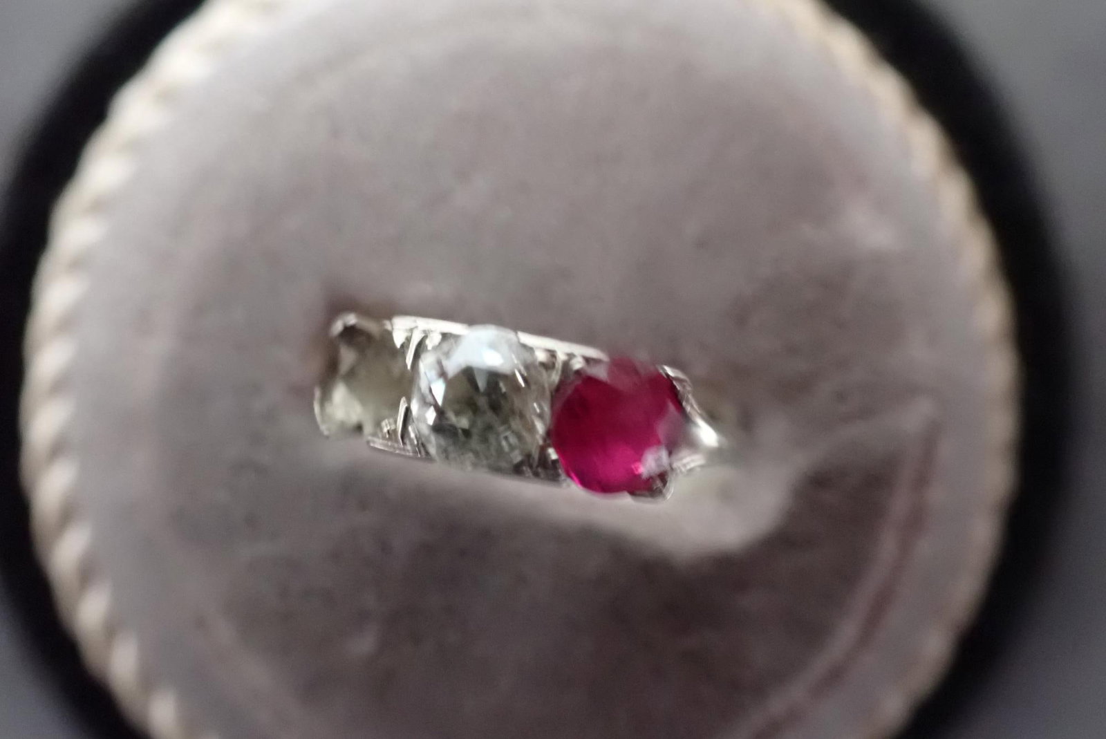 14K Gold, Old Mine Cut Diamond treated Ruby Ring: 2.1 Grams - size will be added