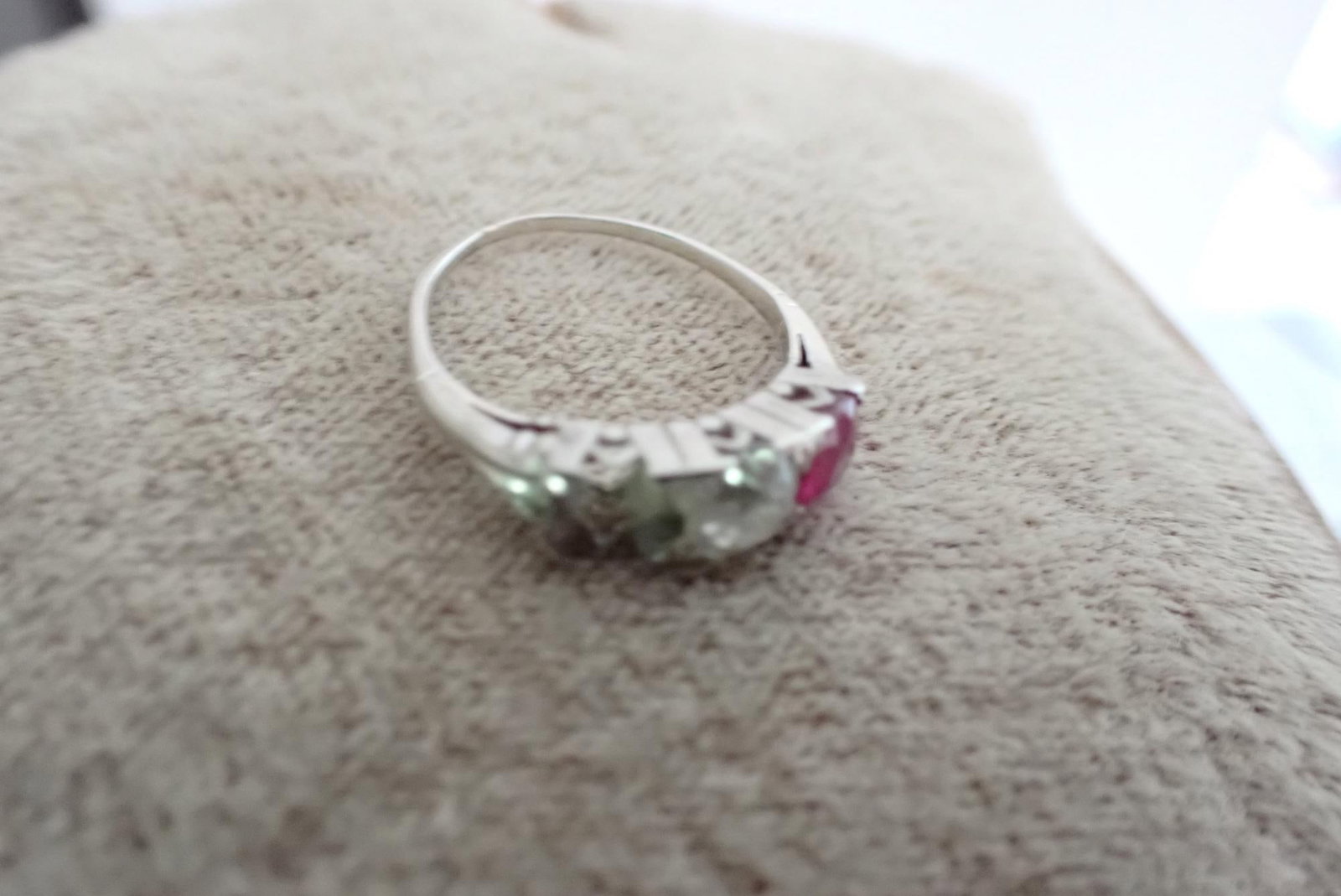 14K Gold, Old Mine Cut Diamond treated Ruby Ring - 4