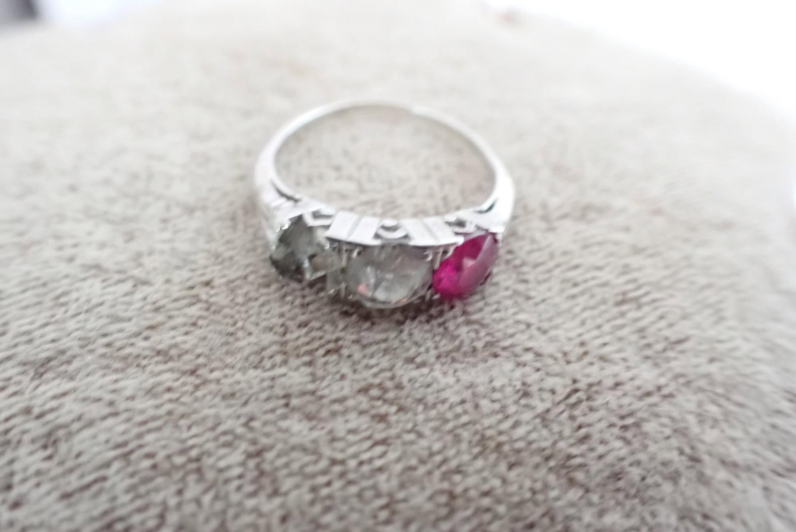 14K Gold, Old Mine Cut Diamond treated Ruby Ring - 5