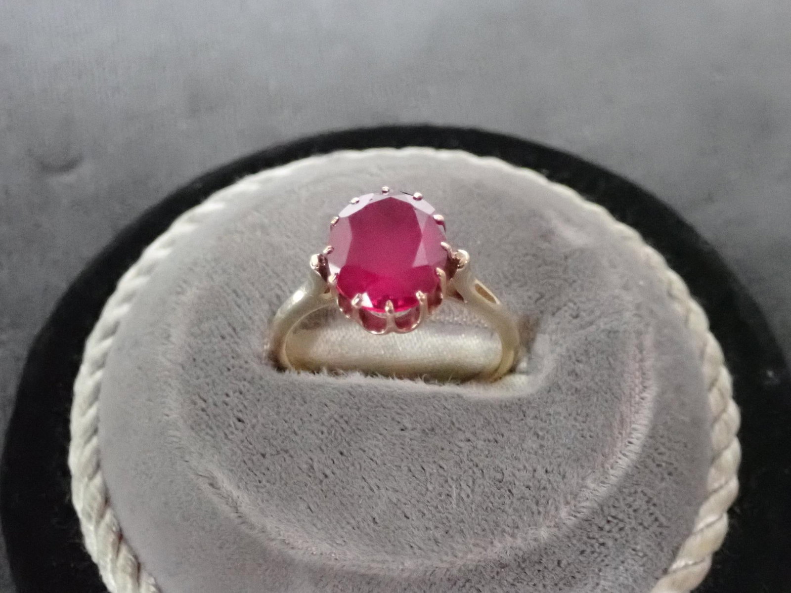 14K Ring with Glass Filled Ruby: 3 Grams - size will be added