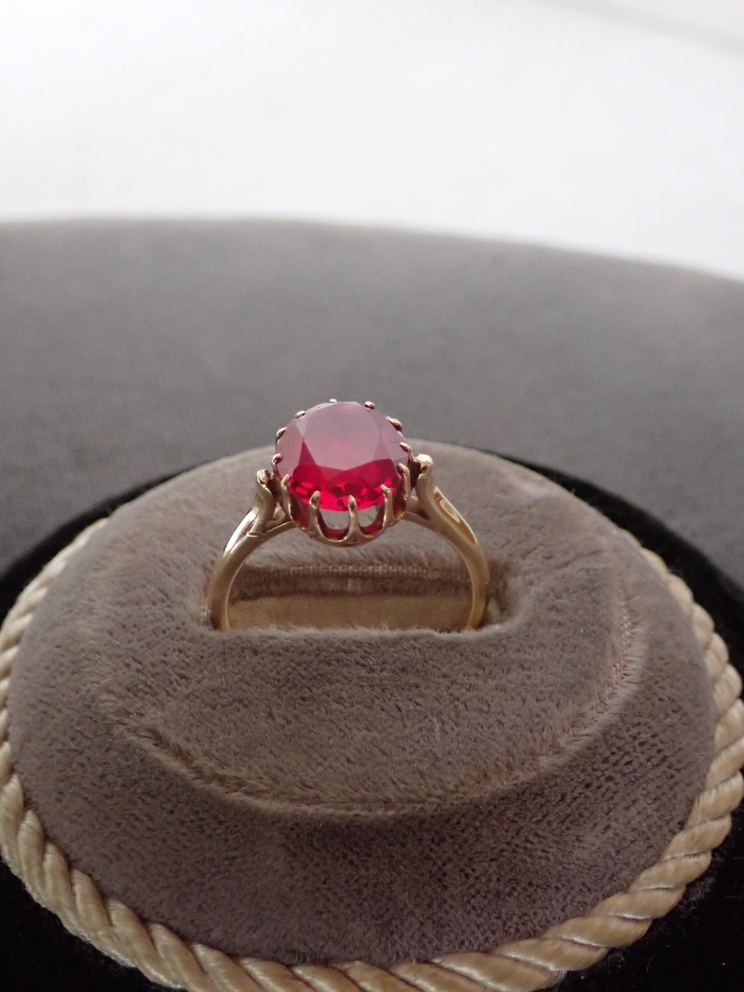 14K Ring with Glass Filled Ruby - 2