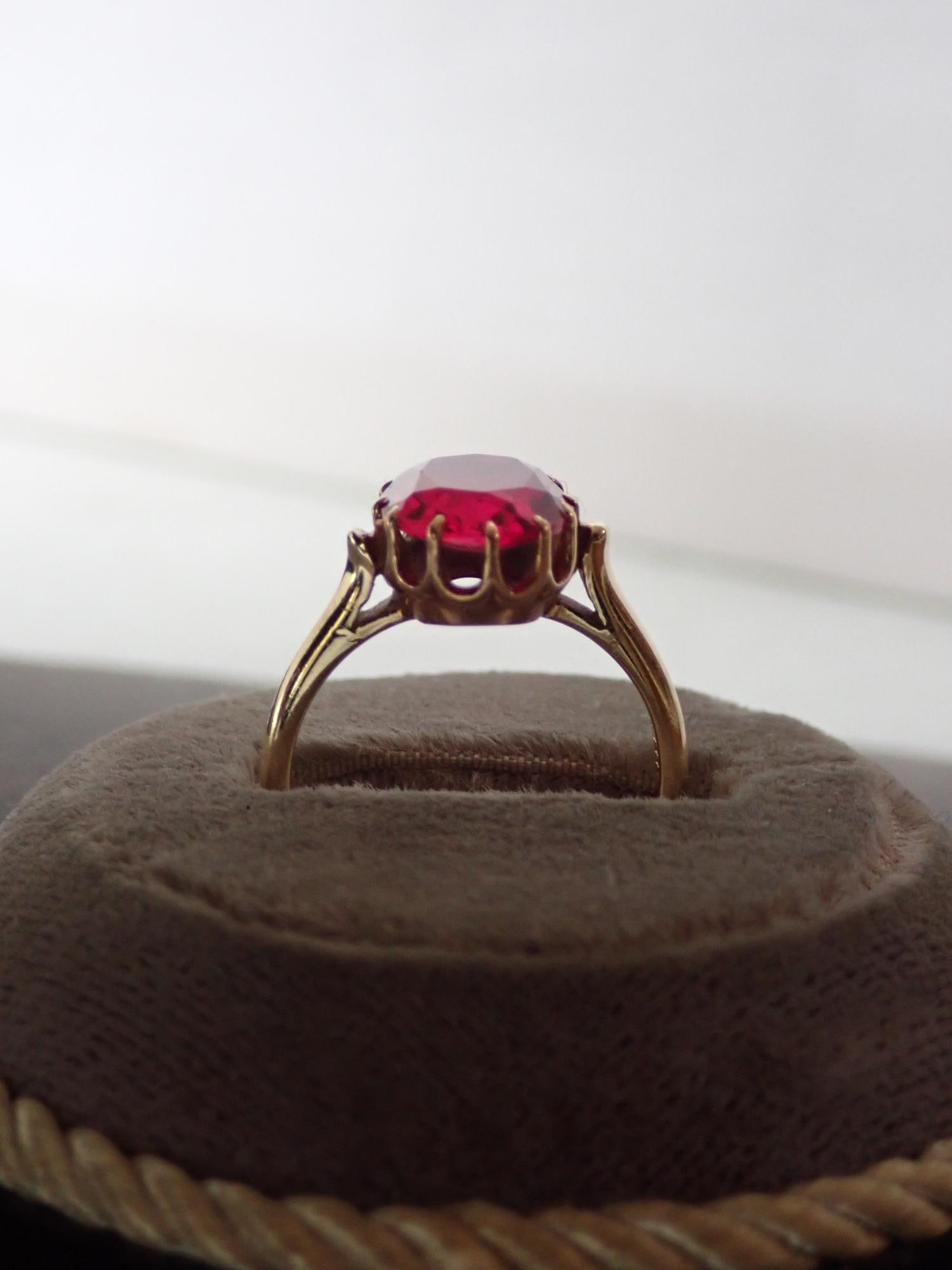 14K Ring with Glass Filled Ruby - 3