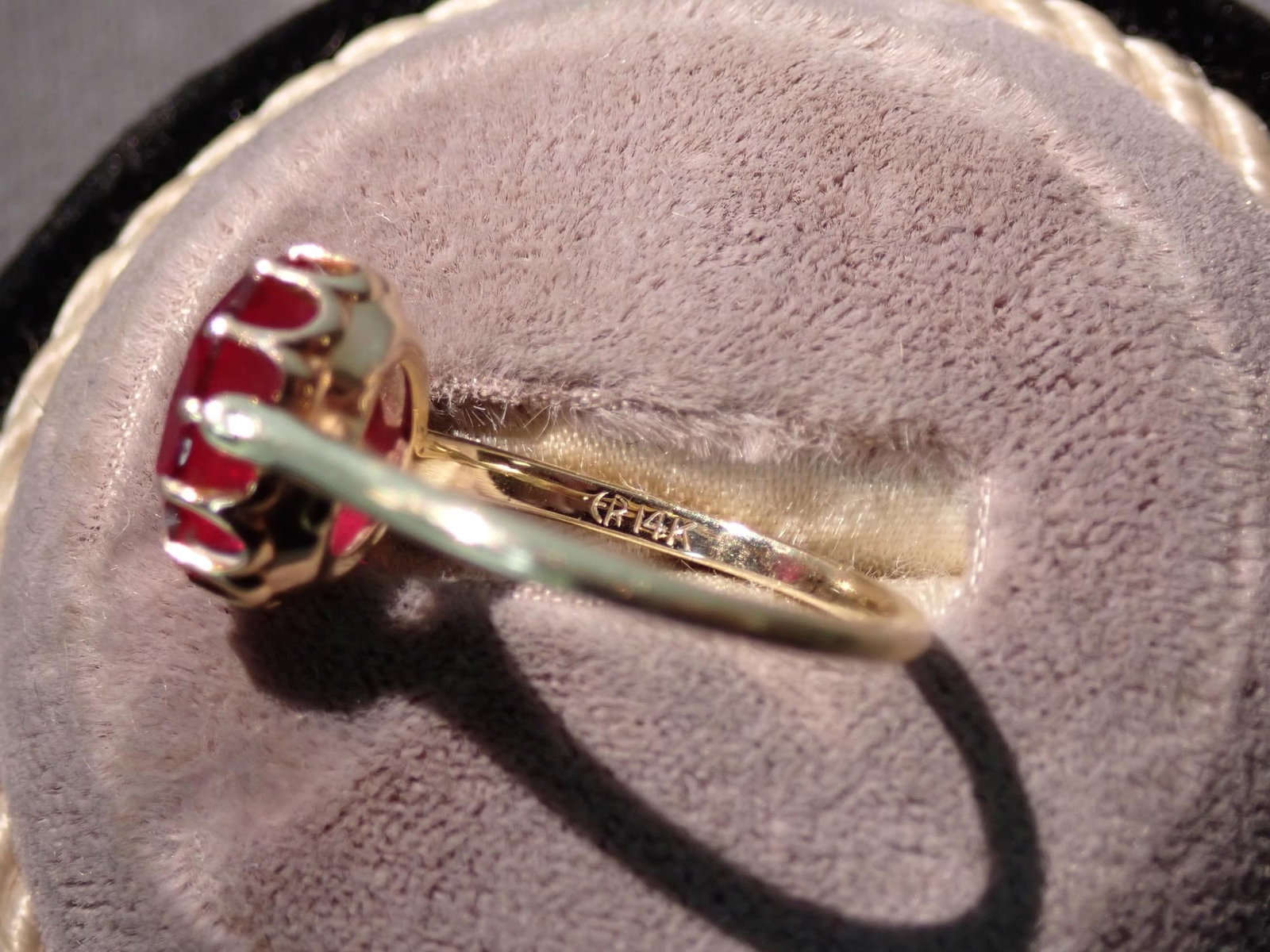 14K Ring with Glass Filled Ruby - 5