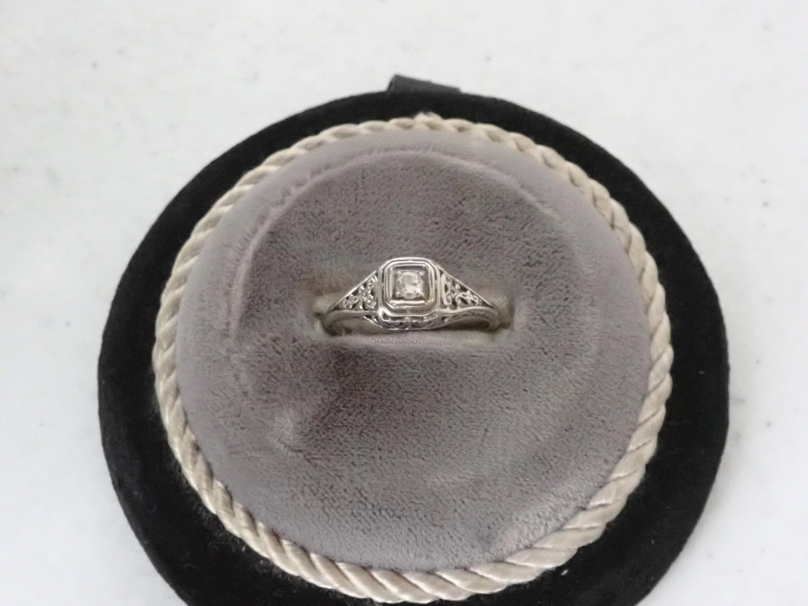 18K White Gold with Diamonds Ring: 1.8 Grams - size will be added