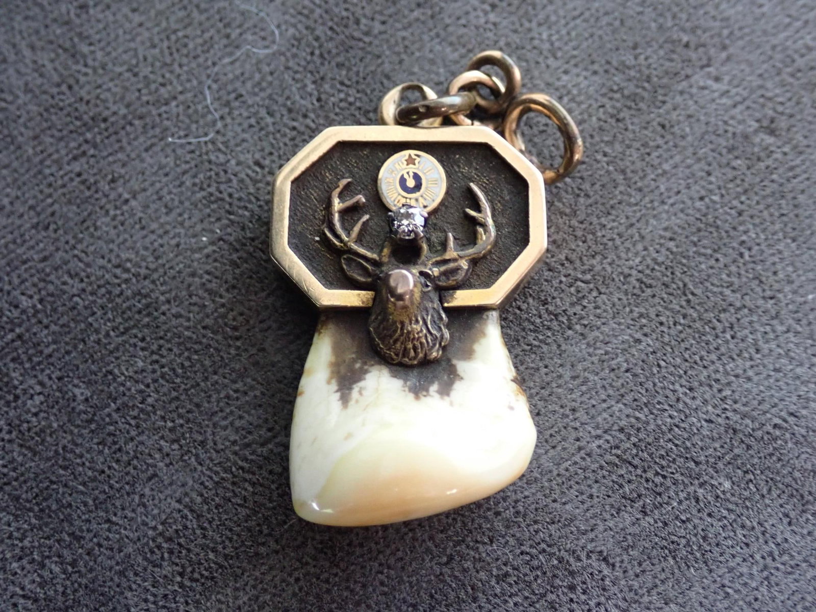 Gold Filled and Diamond Pendant - Moose: 7.4 grams