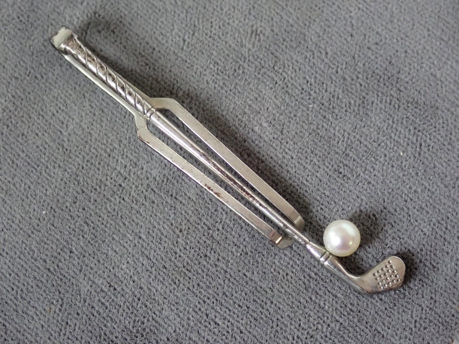 K. Mikimoto Tokyo Sterling Golf Tie Tack with: Pearl