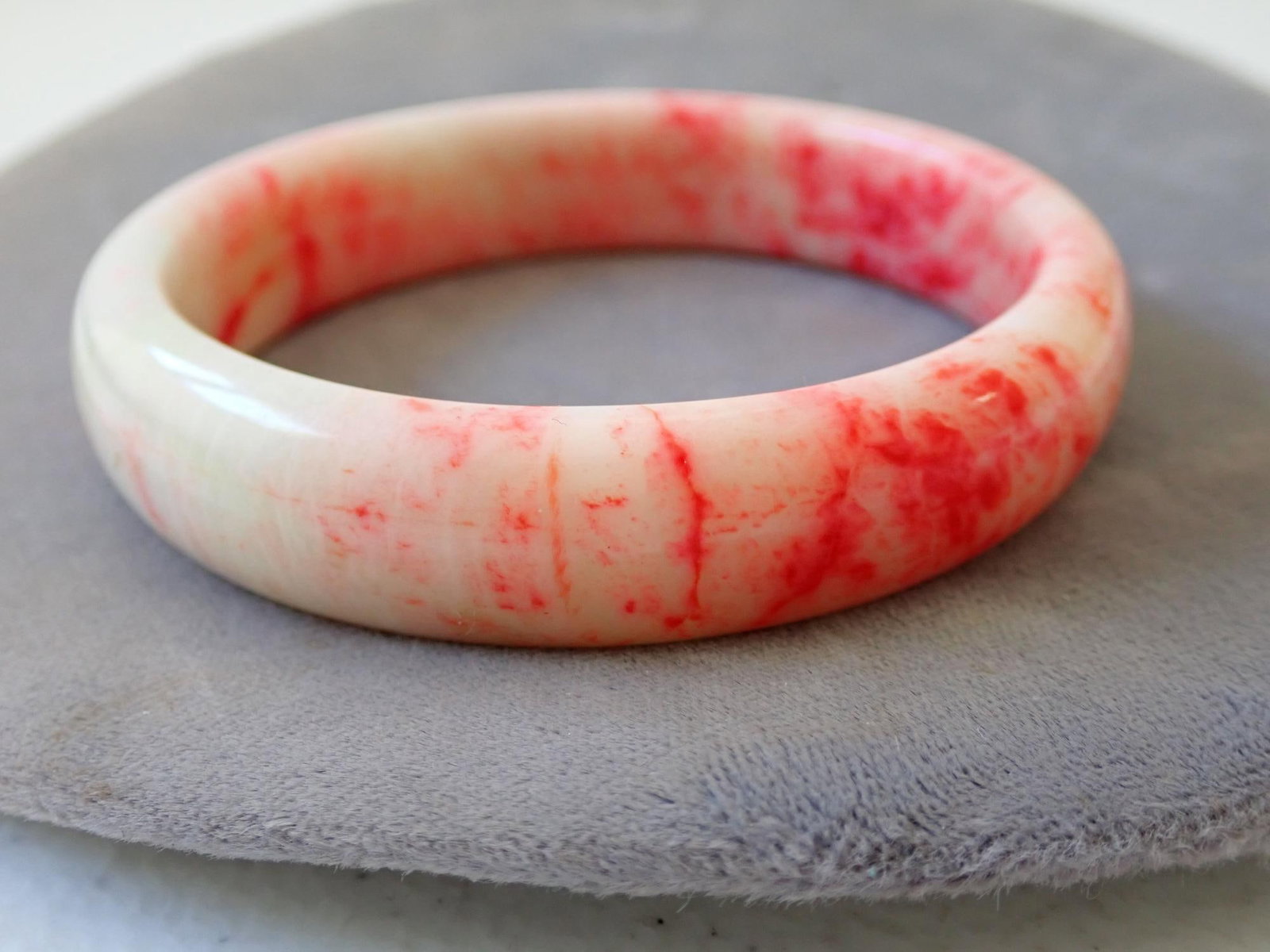 Blood Jade Bangle Bracelet - 2