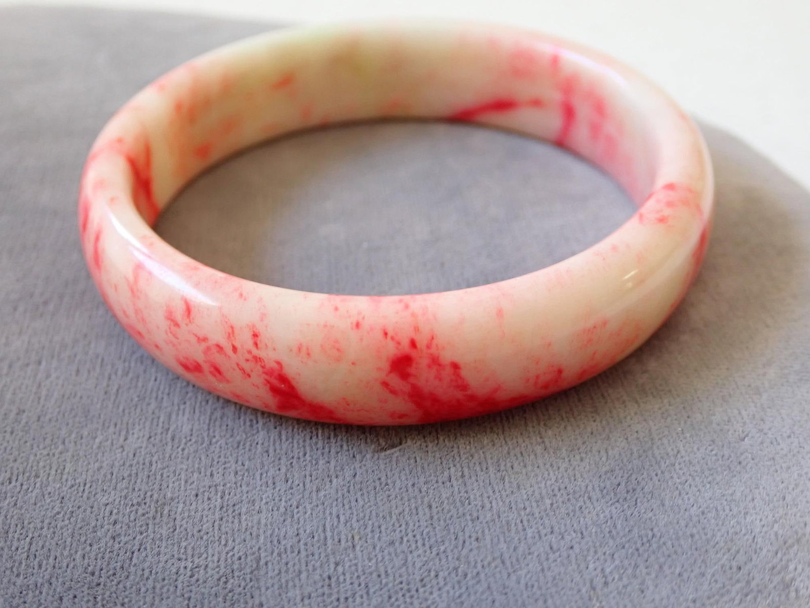Blood Jade Bangle Bracelet - 6