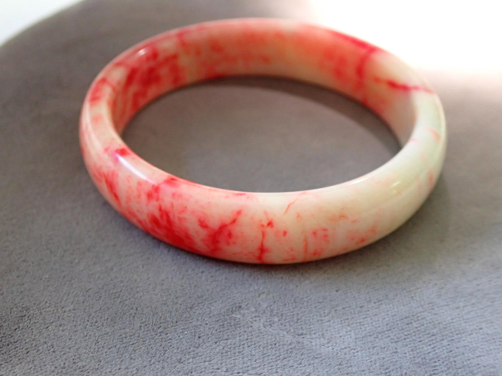 Blood Jade Bangle Bracelet - 7