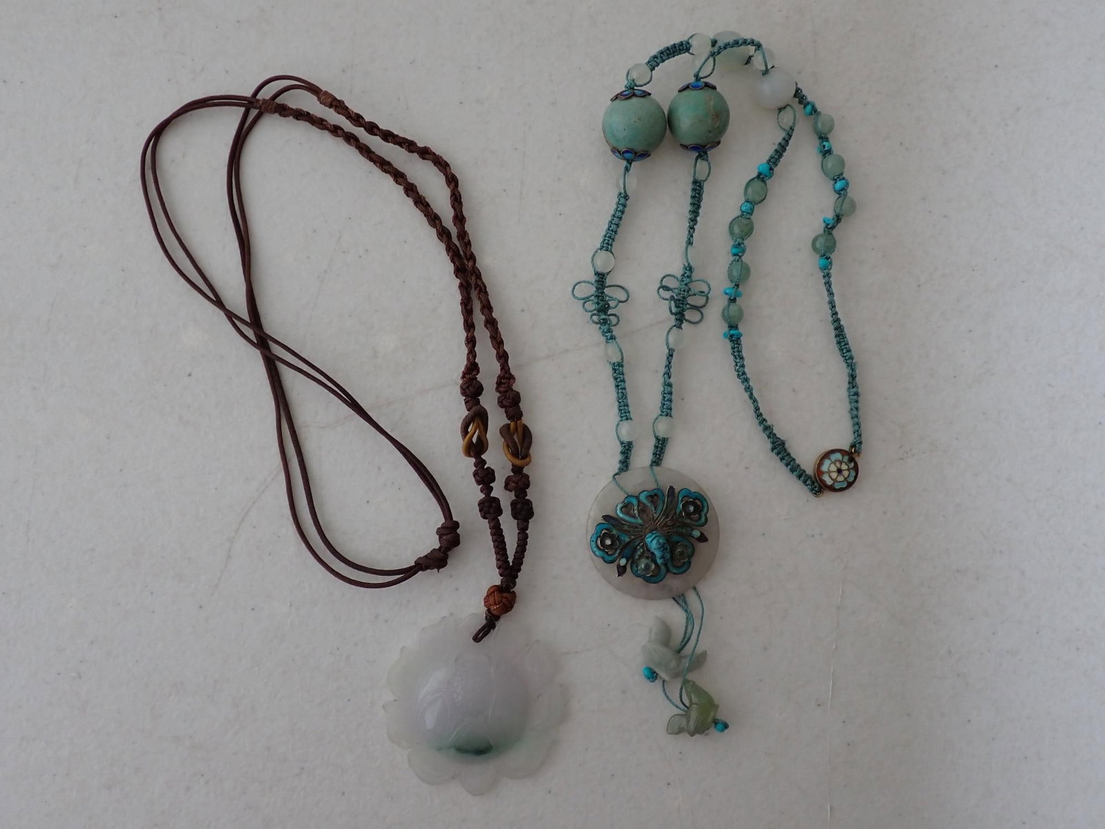 Jade Pendant & Necklace with Enamel: Jade Pendant & Necklace with Enamel