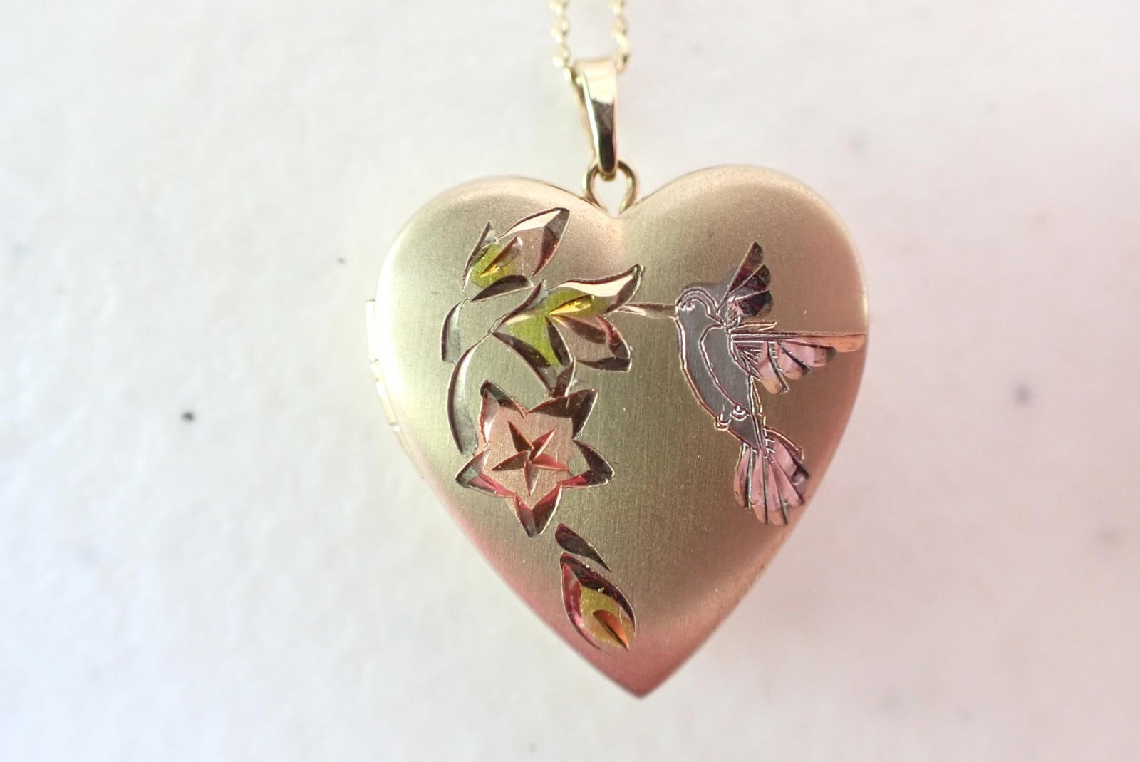 Gold Filled Locket with Chain Tri Color: Marked 1/20 14K GF on locket and Chain. Chain is appr. 19"