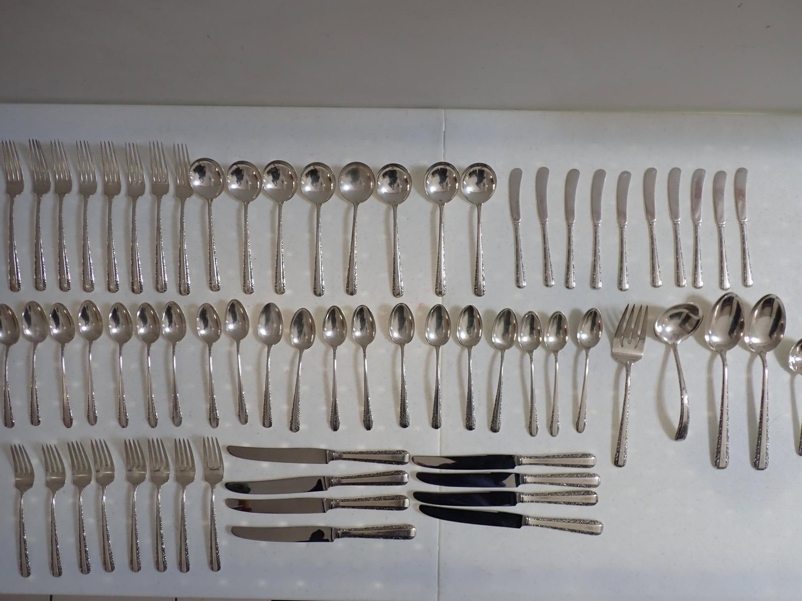 Towle Candlelight Sterling Flatware Set: 65.6 troy ounces - Butter Knives all silver add 10.8 ounces - Weighed without sterling Handled Knives