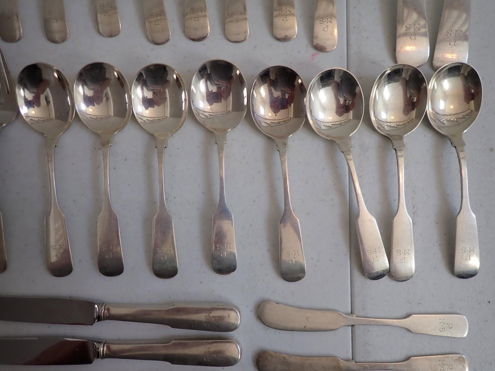 Sterling Old English Tipt Gorham Flatware Set - 7