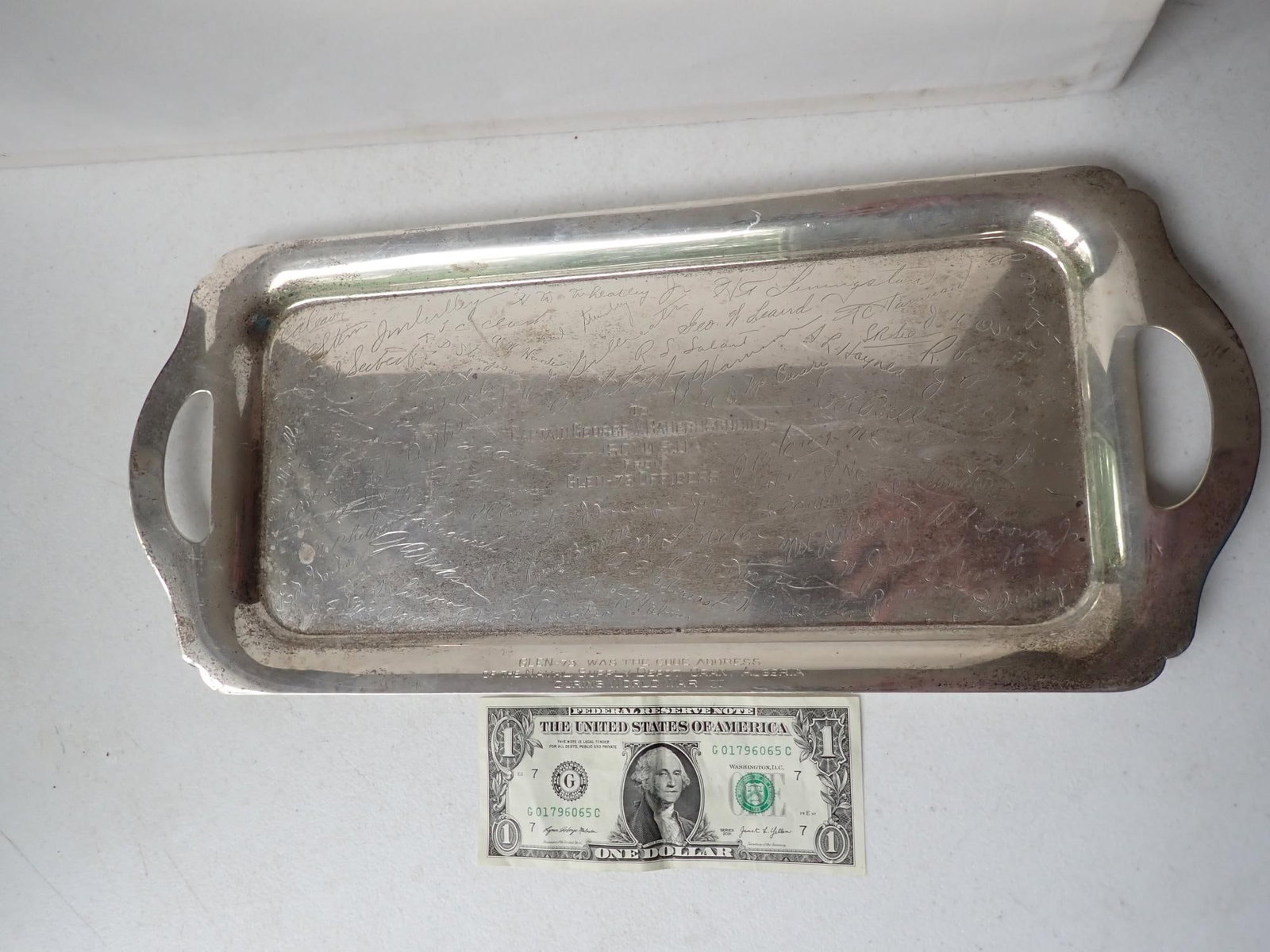 WWII Sterling Presentation 2 Handled Tray - 2