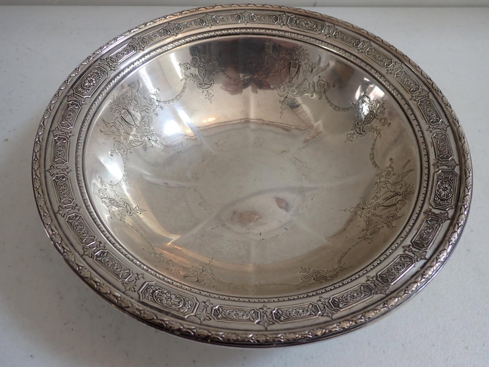 Sterling 10" Ornate Bowl: 52048. 2 1/4" high. 11.2 troy ounces.