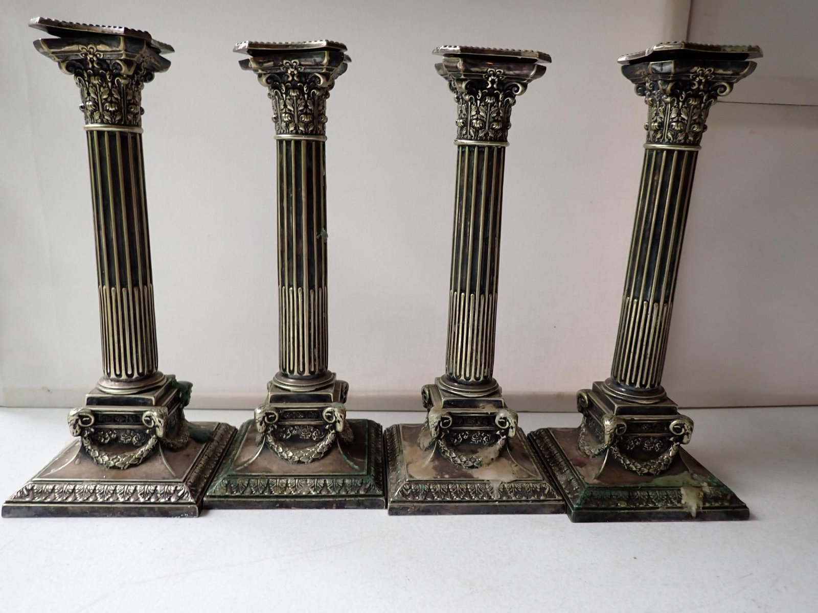 Sterling Set of Four Gorham Candlesticks: Gorham Co. Soldered Marked 0220 Appr. 10 3/4" high