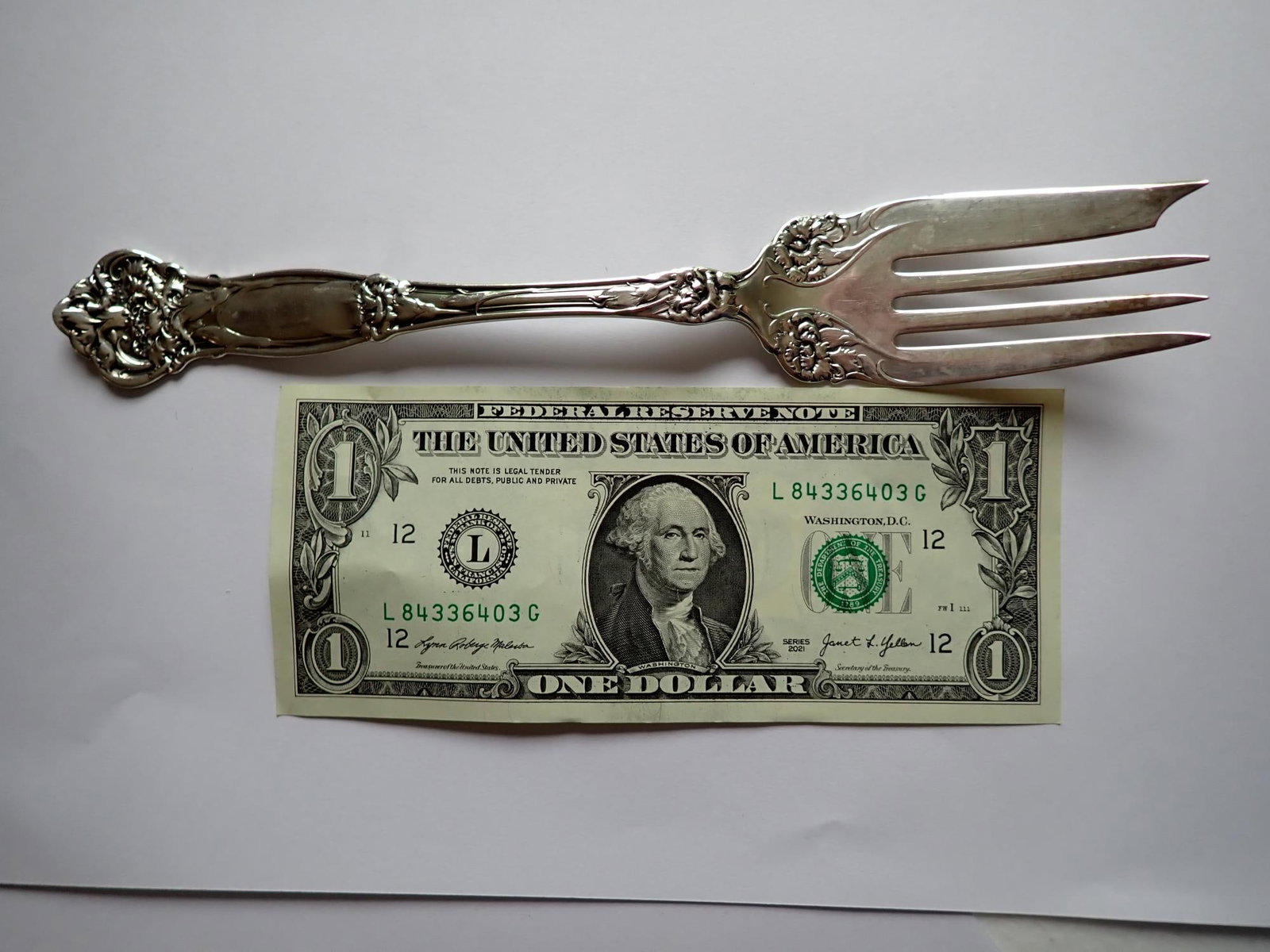 Wallace Carnation Sterling 8 1/2" Serving Fork - 2