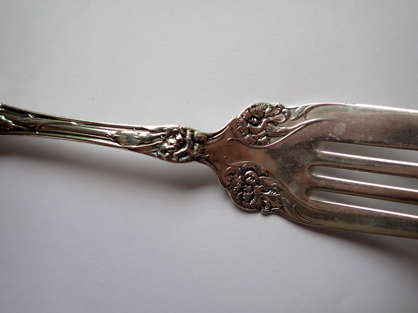 Wallace Carnation Sterling 8 1/2" Serving Fork - 4
