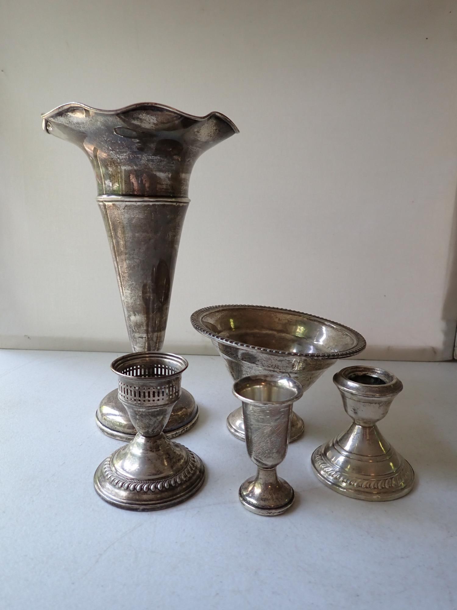 Weighted Sterling Vase, Candlestick, etc. (1 of 8)