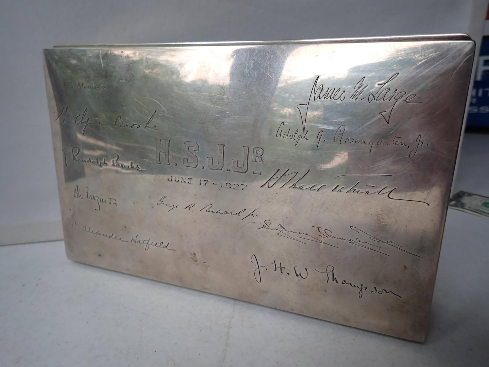 2 Wood Lined Sterling Presentation Cigar boxes - 3