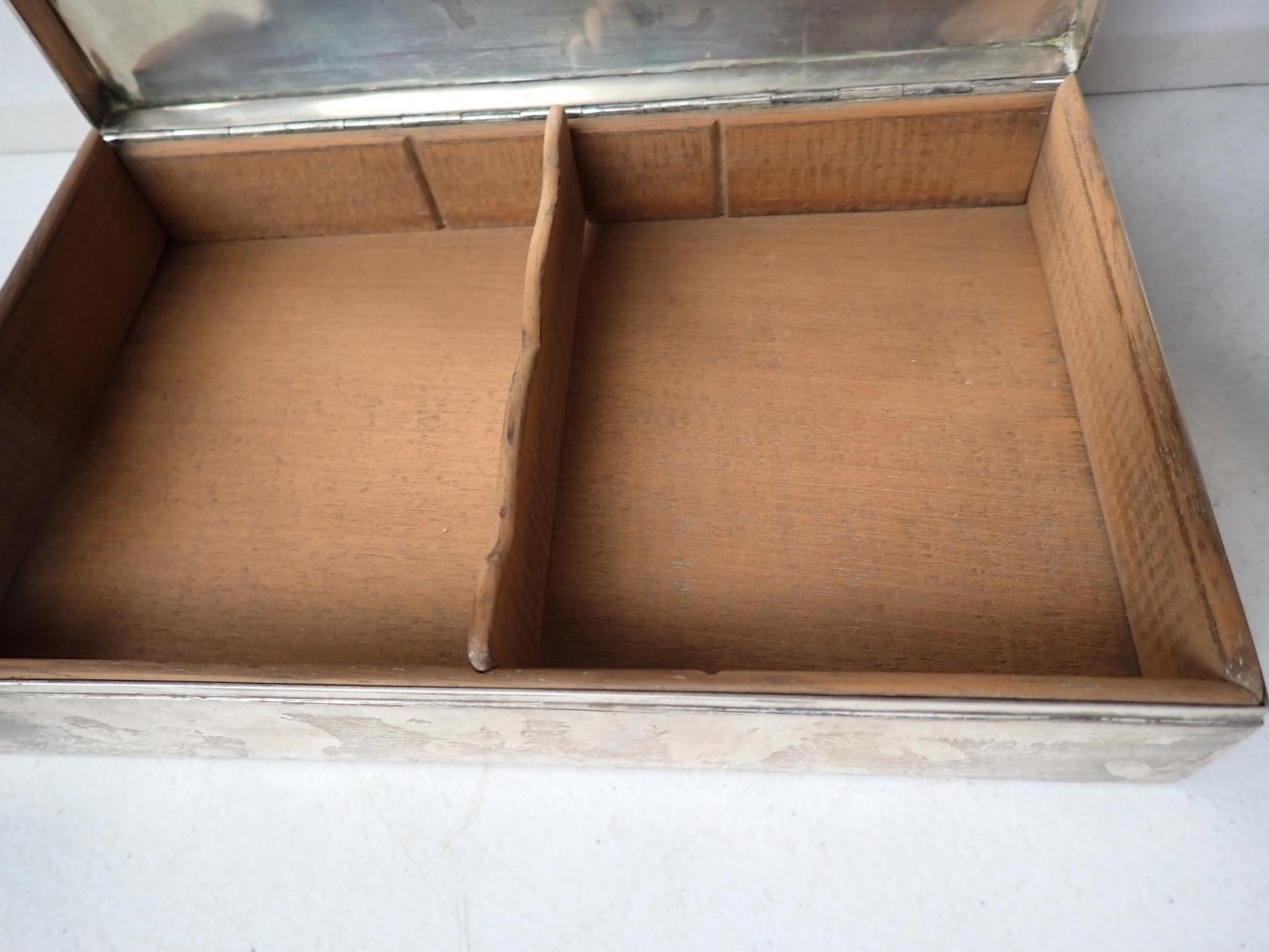 2 Wood Lined Sterling Presentation Cigar boxes - 6